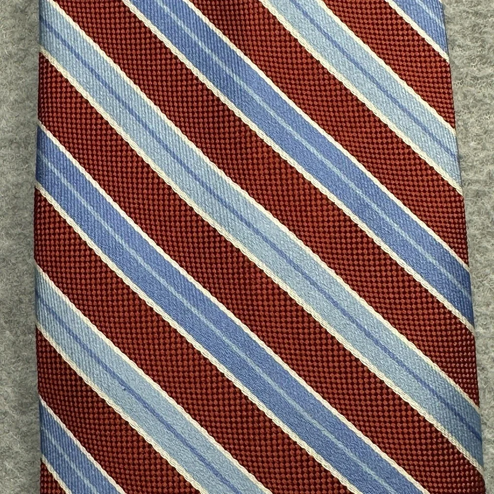 Brooks Brothers Neck Tie‎ Repp Stripe Red Blue 100% Silk Stain Resistant NOTE